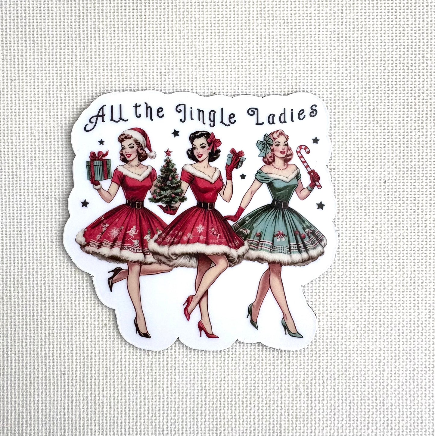 All the jingle ladies ๐ | Square button magnet or Die-cut