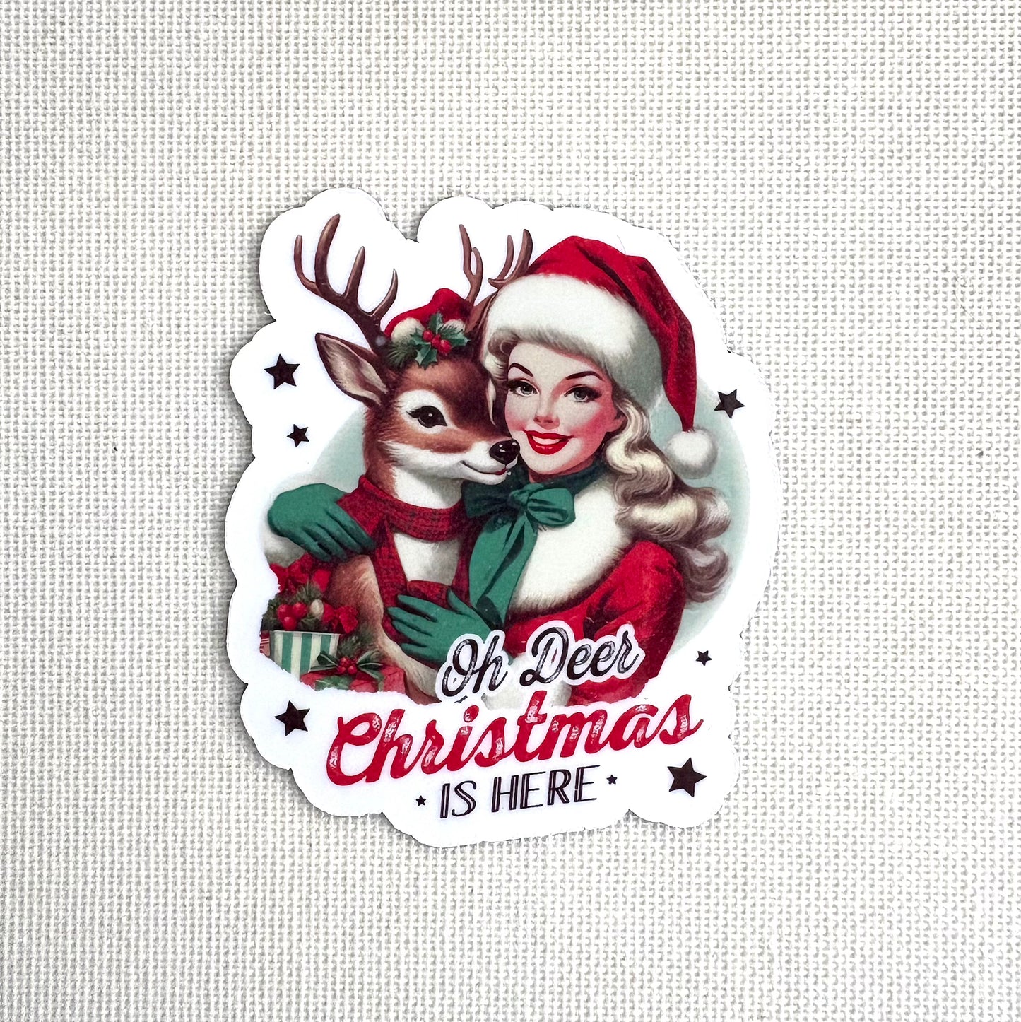 Oh Deer! Christmas is here! 🎄 | Square button magnet or Die-cut