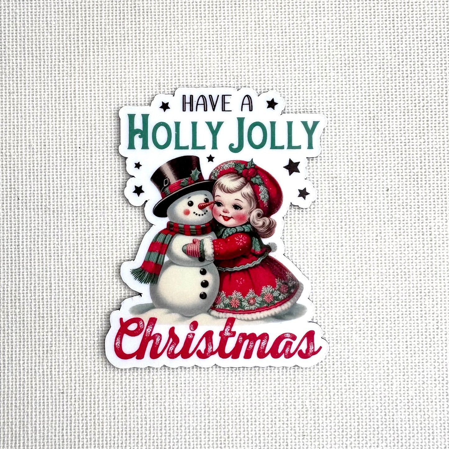 Holly Jolly Christmas ๐ | Square button magnet or Die-cut