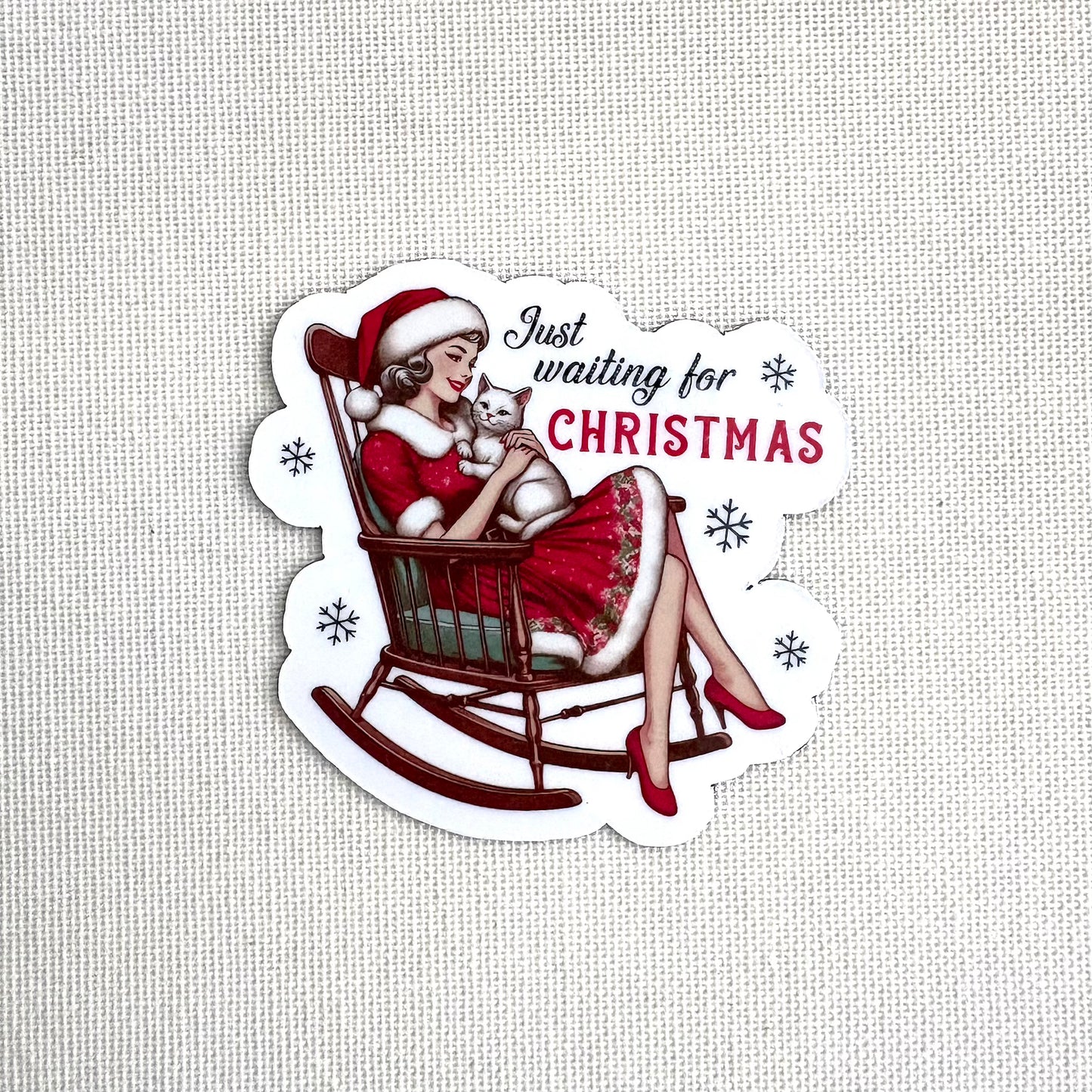 Just waiting for Christmas 🕰️ | Square button magnet or Die-cut