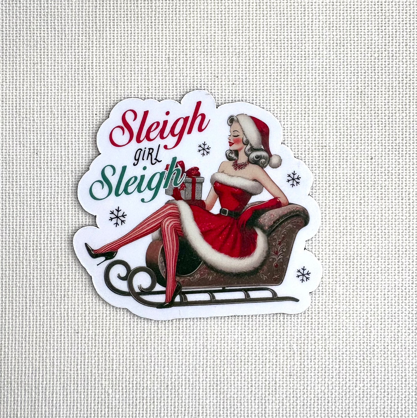 Sleigh girl, sleigh 🛷 | Square button magnet or Die-cut