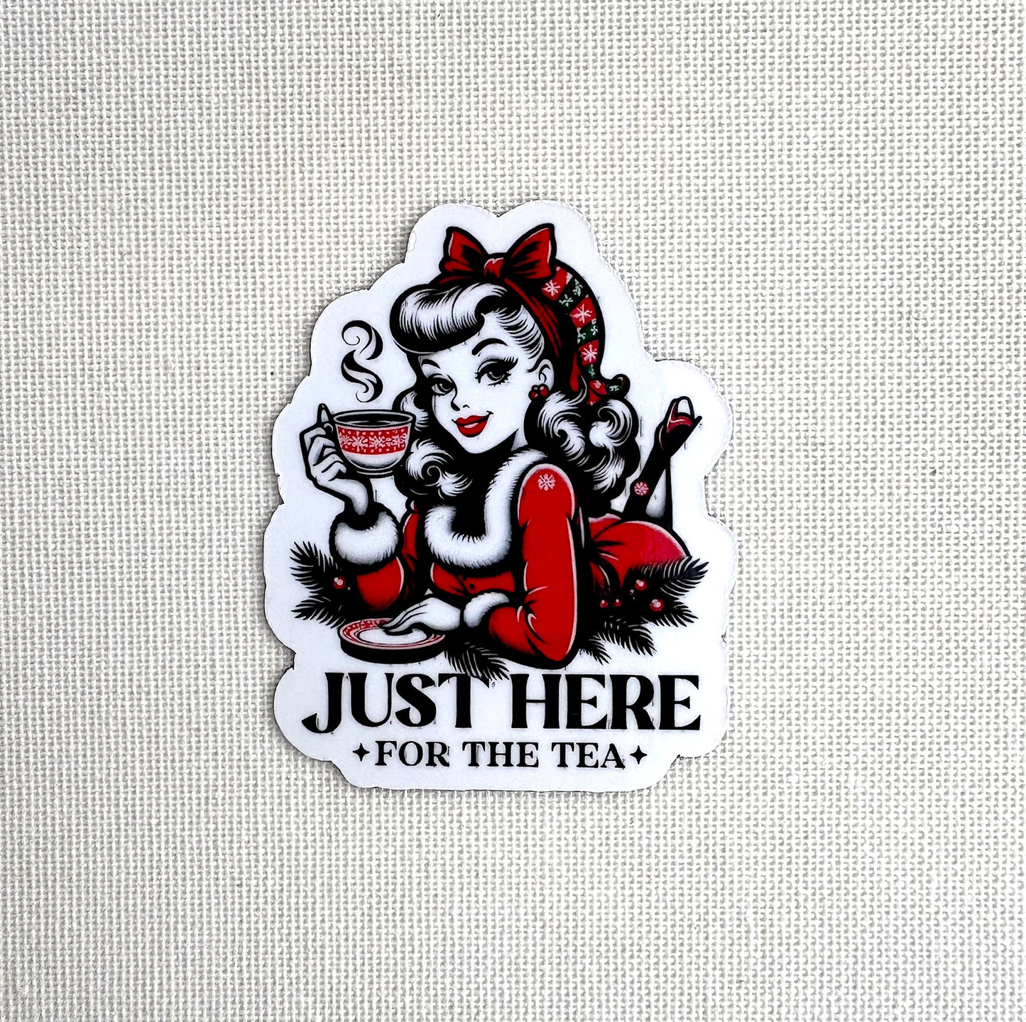 Just here for the tea ☕️ | Square button magnet or Die-cut