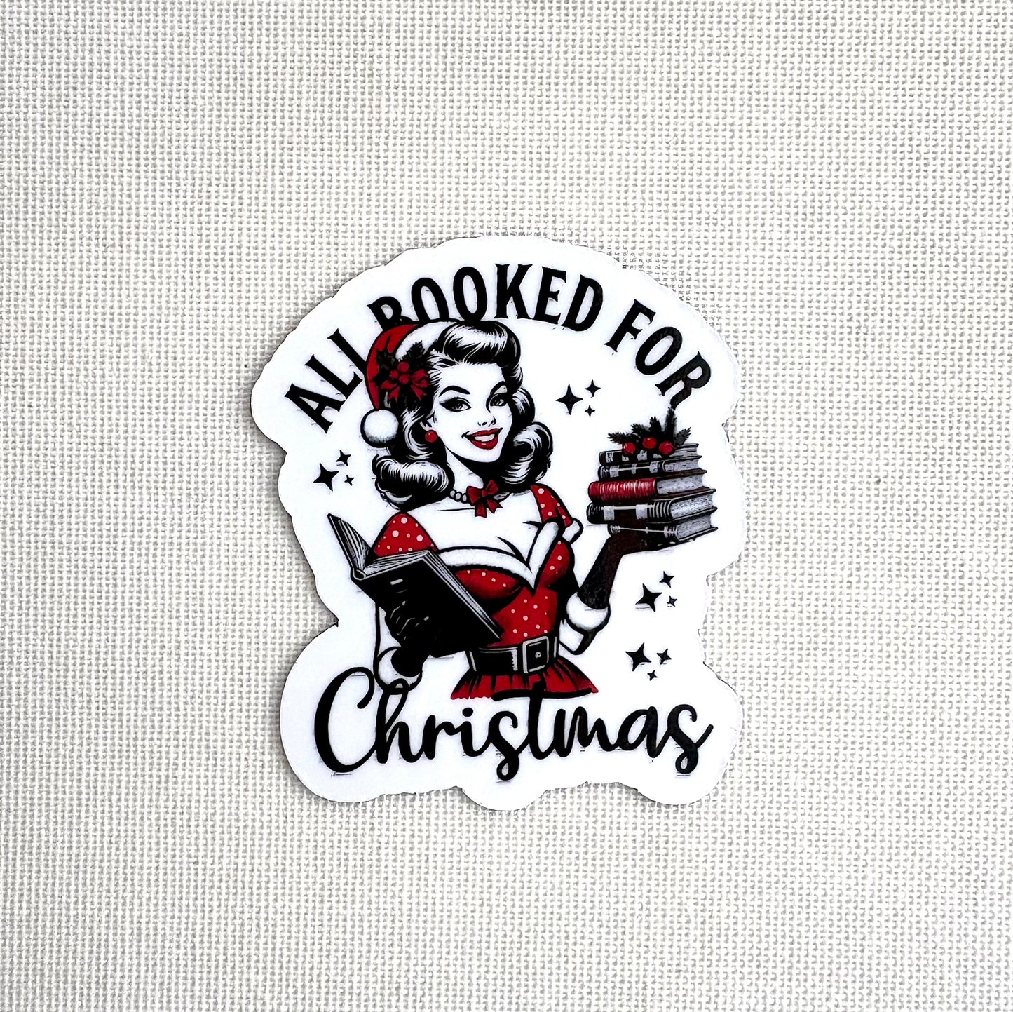 All booked for Christmas 2 📖 | Square button magnet or Die-cut