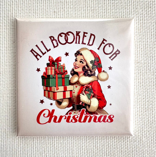 All booked for Christmas 📚 | Square button magnet or Die-cut