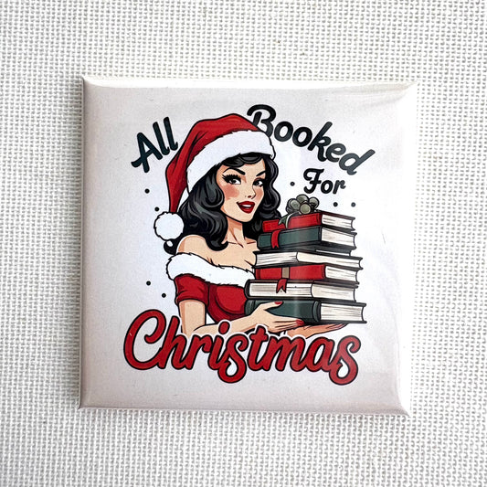 All booked for Christmas 3 📚 | Square button magnet or Die-cut