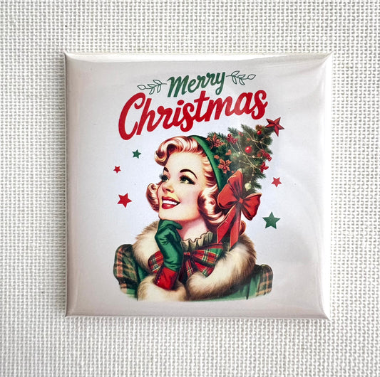 Merry Christmas! 🎉 | Square button magnet or Die-cut