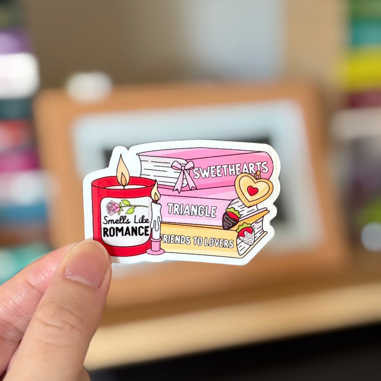 Romance Books and Candle Sticker