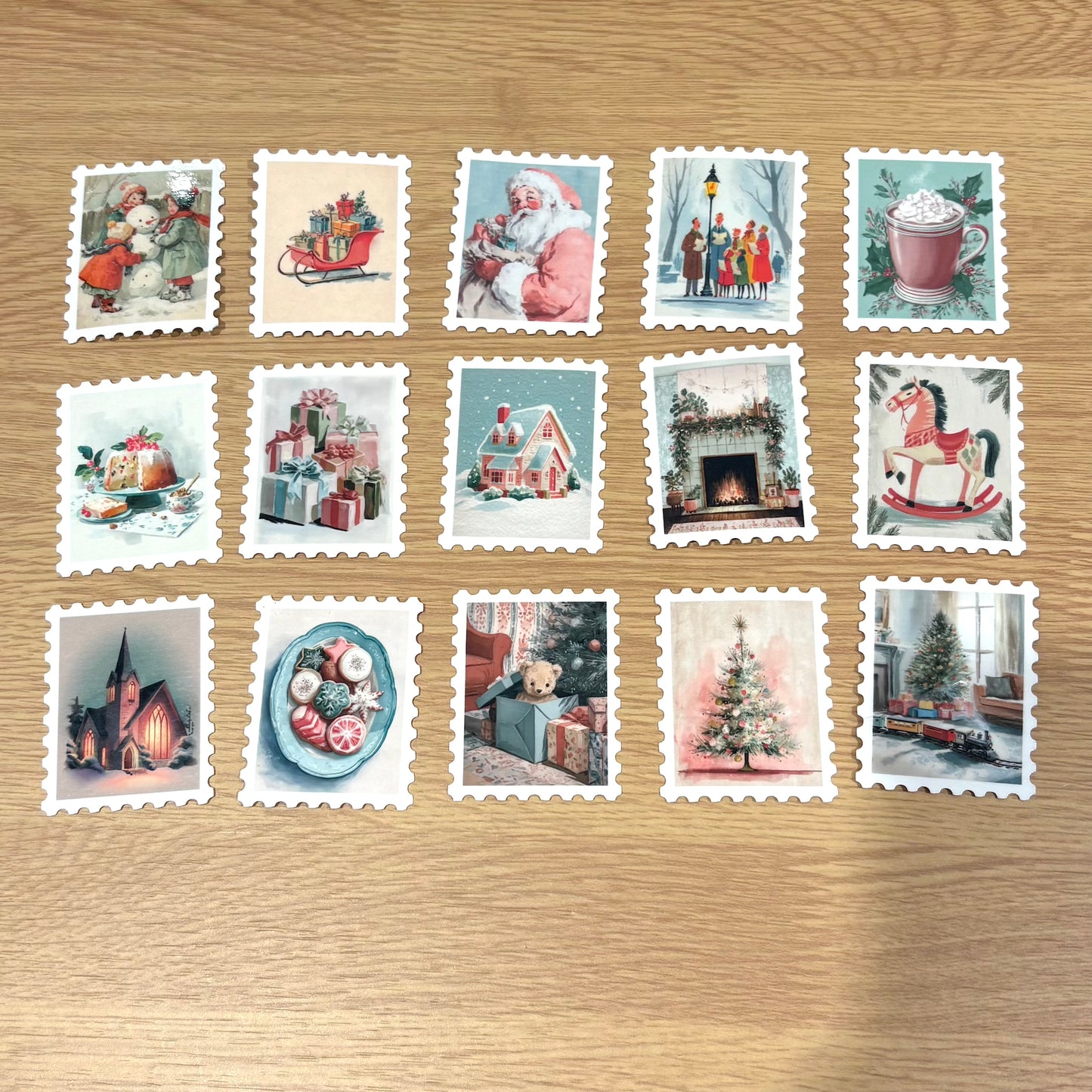Vintage Christmas Stamp Stickers (15pcs)