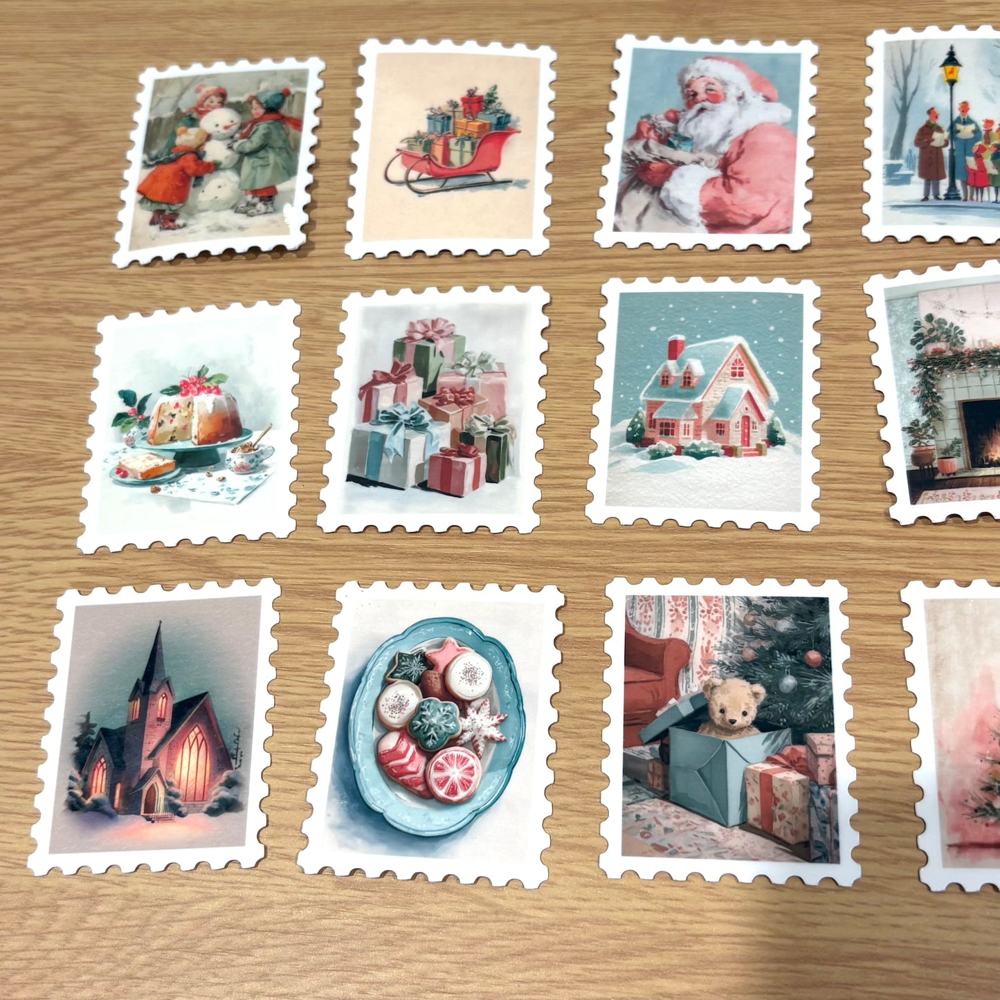 Vintage Christmas Stamp Stickers (15pcs)