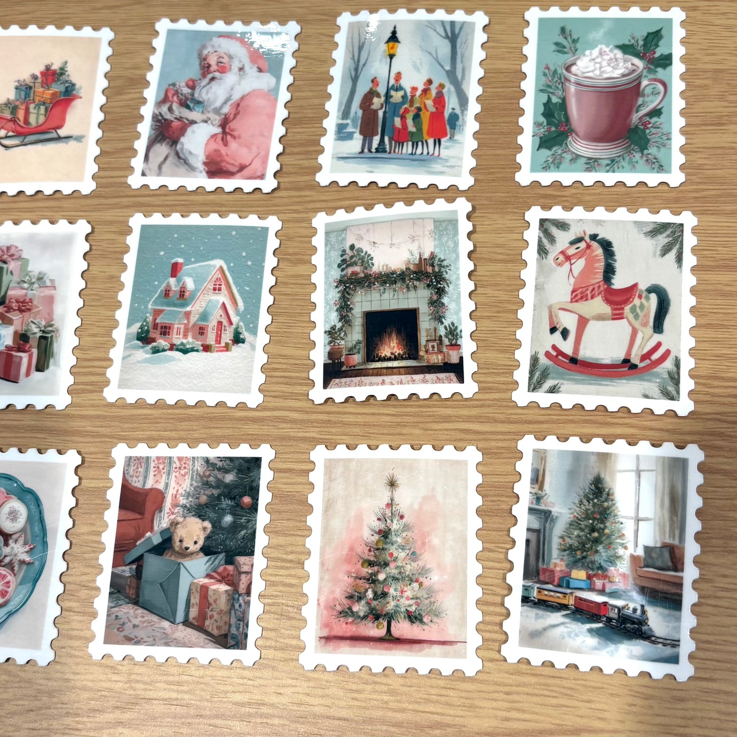 Vintage Christmas Stamp Stickers (15pcs)