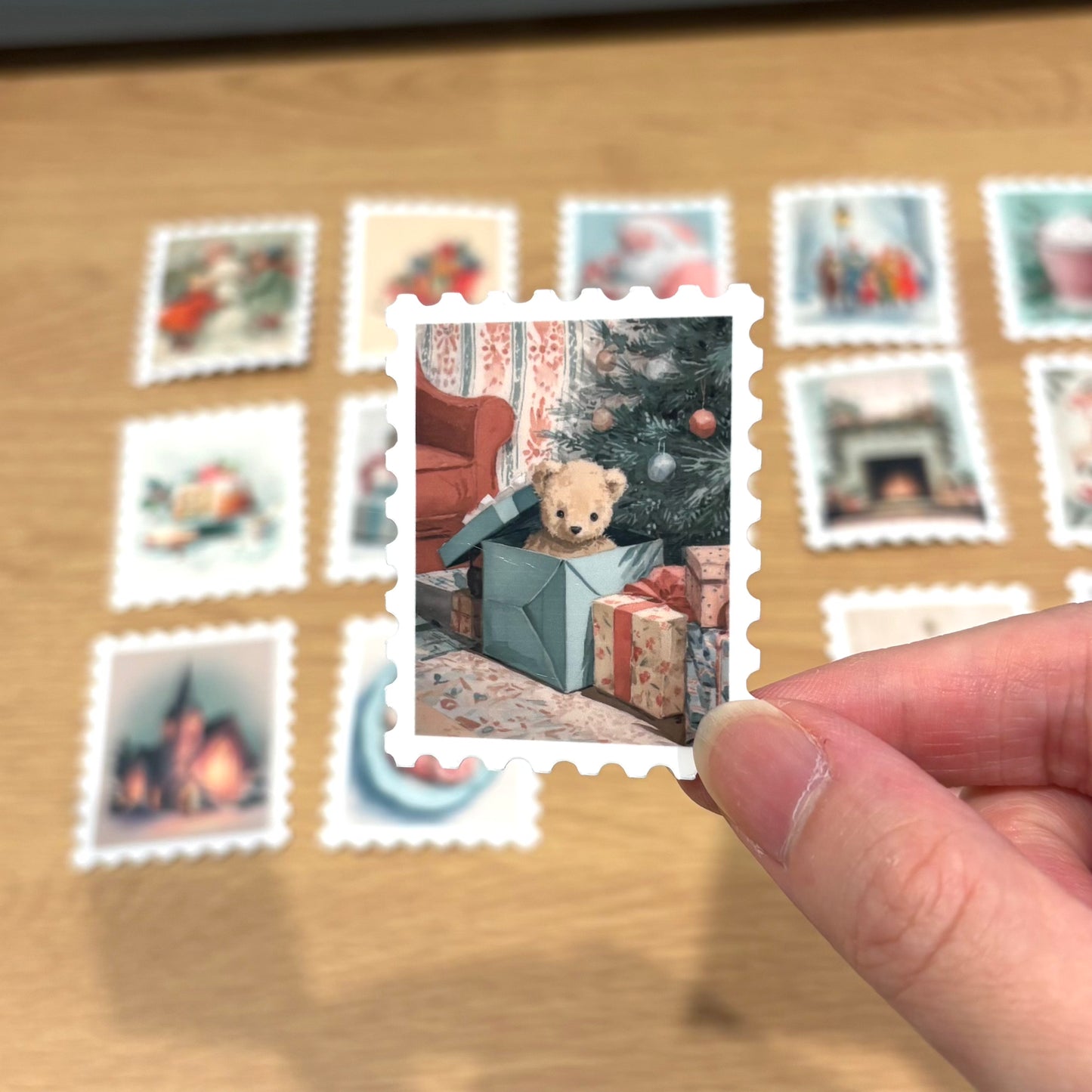Vintage Christmas Stamp Stickers (15pcs)