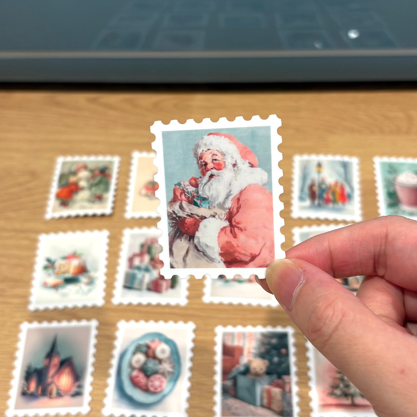 Vintage Christmas Stamp Stickers (15pcs)