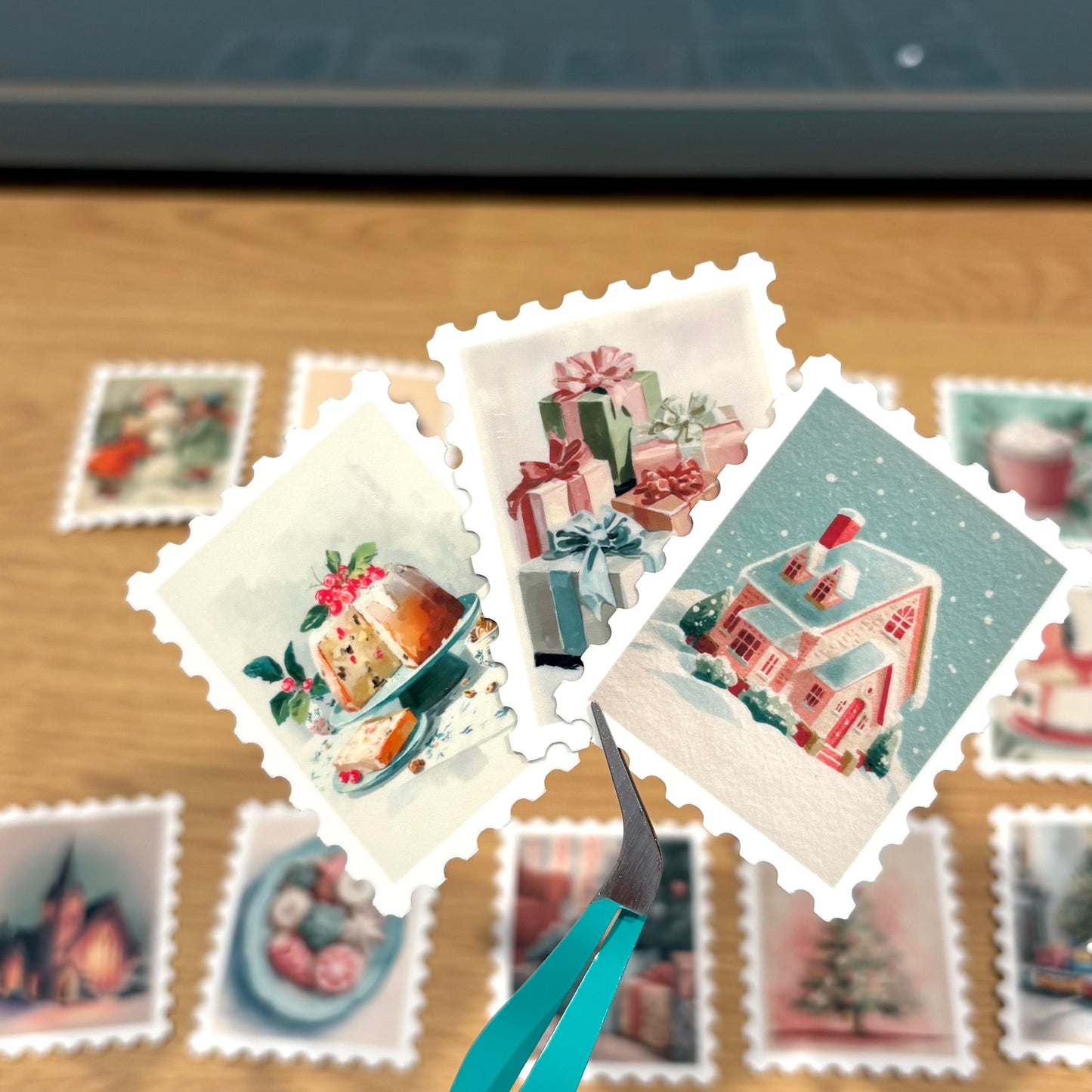 Vintage Christmas Stamp Stickers (15pcs)